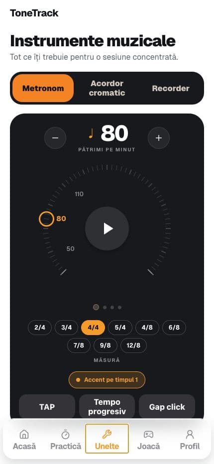 Uneltele muzicale ToneTrack